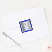 Jongen eerste Heilige Communie Silver Royal Blue 2 Vierkante Sticker (Envelop)
