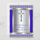 Jongen eerste Heilige Communie Silver Royal Blue M Kaart (Voorkant)