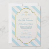 Jongen Eerste Heilige Communie Uitnodiging Blauwe  (Voorkant)