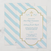 Jongen Eerste Heilige Communie Uitnodiging Blauwe  (Voorkant / Achterkant)