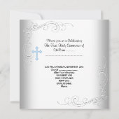 Jongen eerste Heilige Communie White Blue Kaart (Achterkant)