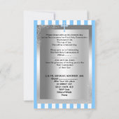 Jongen eerste Heilige Communie Zilver Blauwe Strip Kaart (Achterkant)
