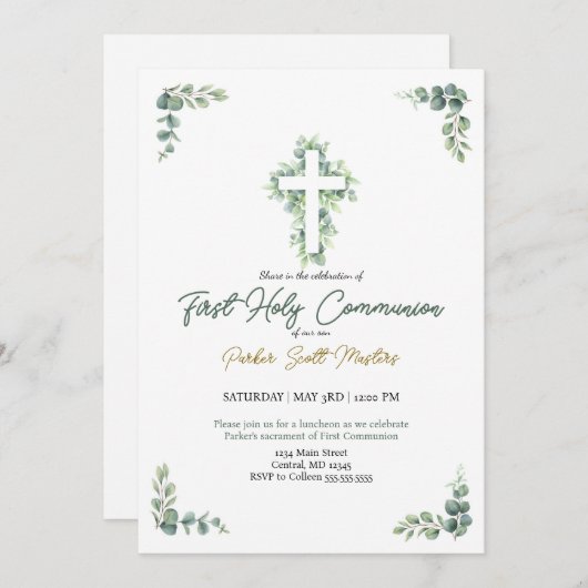 Jongen eerste Heilige Communistische Uitnodiging (Voorkant / Achterkant)