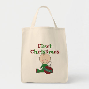 Jongen eerste kerst Canvas tas