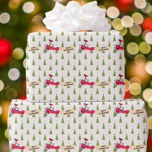 Jongen Eerste Kerstman en Vliegtuig Cute Aangepast Cadeaupapier