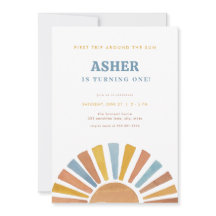 Jongen eerste reis rond de zon verjaardag uitnodig