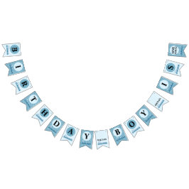 Jongen Eerste Verjaardag Blauwe Treinen Vlaggetjes