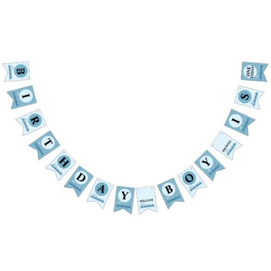 Jongen Eerste Verjaardag Blauwe Treinen Vlaggetjes (Alle)