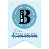 Jongen Eerste Verjaardag Blauwe Treinen Vlaggetjes (Eerste vlag)