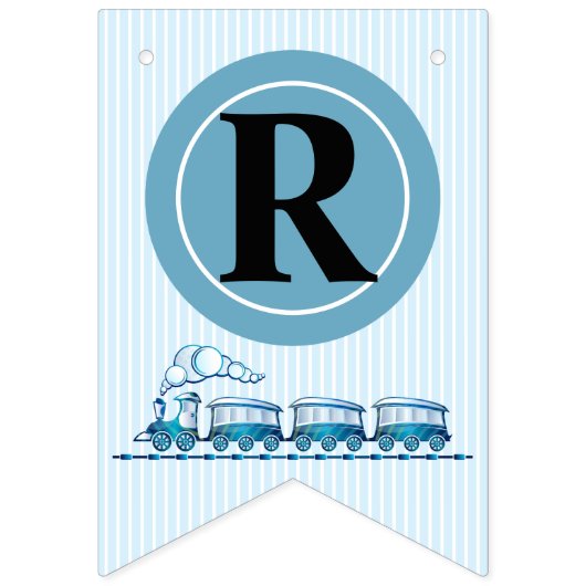 Jongen Eerste Verjaardag Blauwe Treinen Vlaggetjes (Derde vlag)