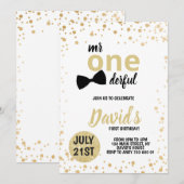 Jongen, eerste verjaardag de heer Onederful First Kaart (Voorkant / Achterkant)