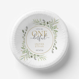 Jongen eerste verjaardag Kleine Mr ONEderful Papieren Kommen