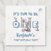 Jongen Eerste Verjaardag Leuk Een Dinosaurus Lunch Bedankjes Labels (Achterkant)