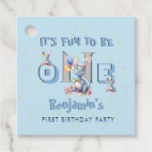 Jongen Eerste Verjaardag Leuk Een Dinosaurus Lunch Bedankjes Labels (Voorkant)