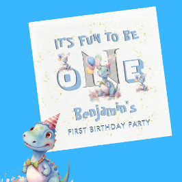 Jongen Eerste Verjaardag Leuk Een Dinosaurus Lunch Servet