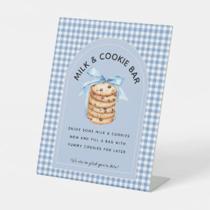 Jongen Eerste Verjaardag Melk & Cookie Reclamebord Met Voetstuk