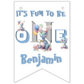 Jongen Eerste Verjaardag Plezier Een Dinosaurus 1e Vlaggetjes (Eerste vlag)