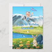 Jongen Eerste Verjaardag Teddybeer Vliegtuig Klein Feestdagenkaart (Voorkant)