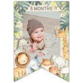 Jongen, eerste verjaardagsfotobanner oerwoud thema vlaggetjes (Eerste vlag)