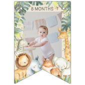 Jongen, eerste verjaardagsfotobanner oerwoud thema vlaggetjes (Derde vlag)