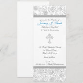 Jongen Elegant Cross Christening Uitnodigingen (Voorkant / Achterkant)