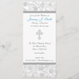 Jongen Elegant Cross Christening Uitnodigingen