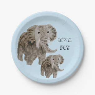 Jongen Elephant Baby shower Animal Papieren Bordje