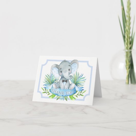 Jongen Elephant Baby shower Bedankt voor je kaarte (Voorkant)