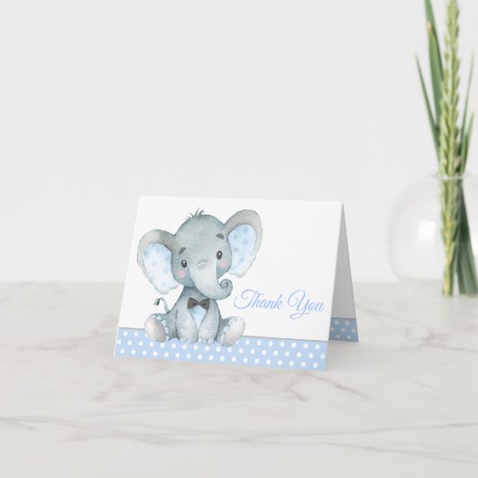 Jongen Elephant Baby shower Bedankt voor je kaarte (Voorkant)