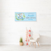 Jongen Elephant Baby shower Blue en Grey Banner (Insitu)