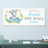 Jongen Elephant Baby shower Blue en Grey Banner (Beurs)