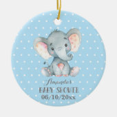 Jongen Elephant Baby shower Blue en Grey Keramisch Ornament (Voorkant)
