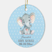 Jongen Elephant Baby shower Blue en Grey Keramisch Ornament (Links)