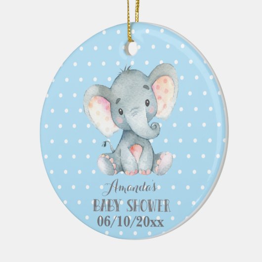 Jongen Elephant Baby shower Blue en Grey Keramisch Ornament (Links)