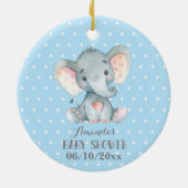 Jongen Elephant Baby shower Blue en Grey Keramisch Ornament (Achterkant)