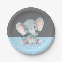 Jongen Elephant Baby shower Blue en Grey