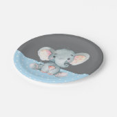 Jongen Elephant Baby shower Blue en Grey Papieren Bordje (Gekanteld)
