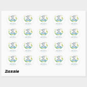 Jongen Elephant Baby shower Blue en Grey Ronde Sticker (Vel)