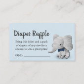 Jongen Elephant Baby shower Diaper Raffle Ticket Informatiekaartje (Voorkant)