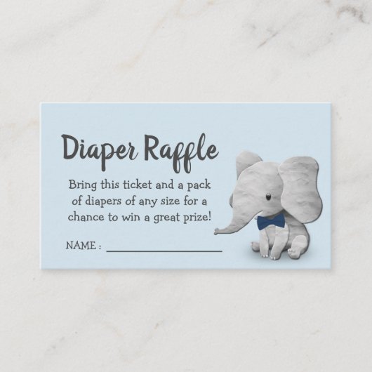 Jongen Elephant Baby shower Diaper Raffle Ticket Informatiekaartje (Voorkant)