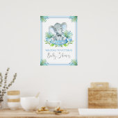 Jongen Elephant Baby shower Welkomstsignalen Poster (Keuken)
