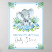 Jongen Elephant Baby shower Welkomstsignalen Poster (Voorkant)