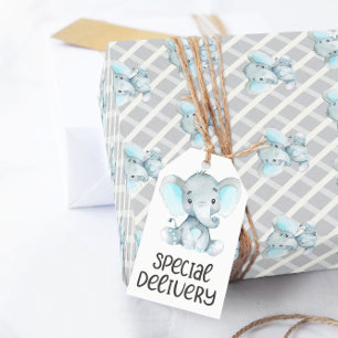 Jongen Elephant Baby shower Wrapping Paper Cadeaupapier