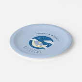 Jongen Elephant Blue Droy Kids Birthday Party Papieren Bordje (Gekanteld)