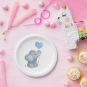 Jongen Elephant Blue Waterverf Baby shower Papieren Bordje (Feest)