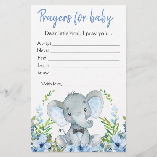 Jongen Elephant Bow Stropdas Baby shower Double Ga Flyer (Achterkant)