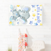 Jongen Elephant Cute Waterverf Baby shower Spandoek (Insitu)