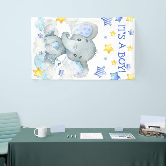 Jongen Elephant Cute Waterverf Baby shower Spandoek (Beurs)