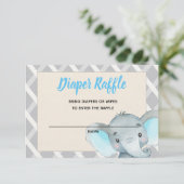 Jongen Elephant Diaper Raffle Card Blue Kaart (Staand voorkant)