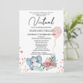 Jongen Elephant Gold Glitter-ballon - Virtuele Sho Kaart (Staand voorkant)